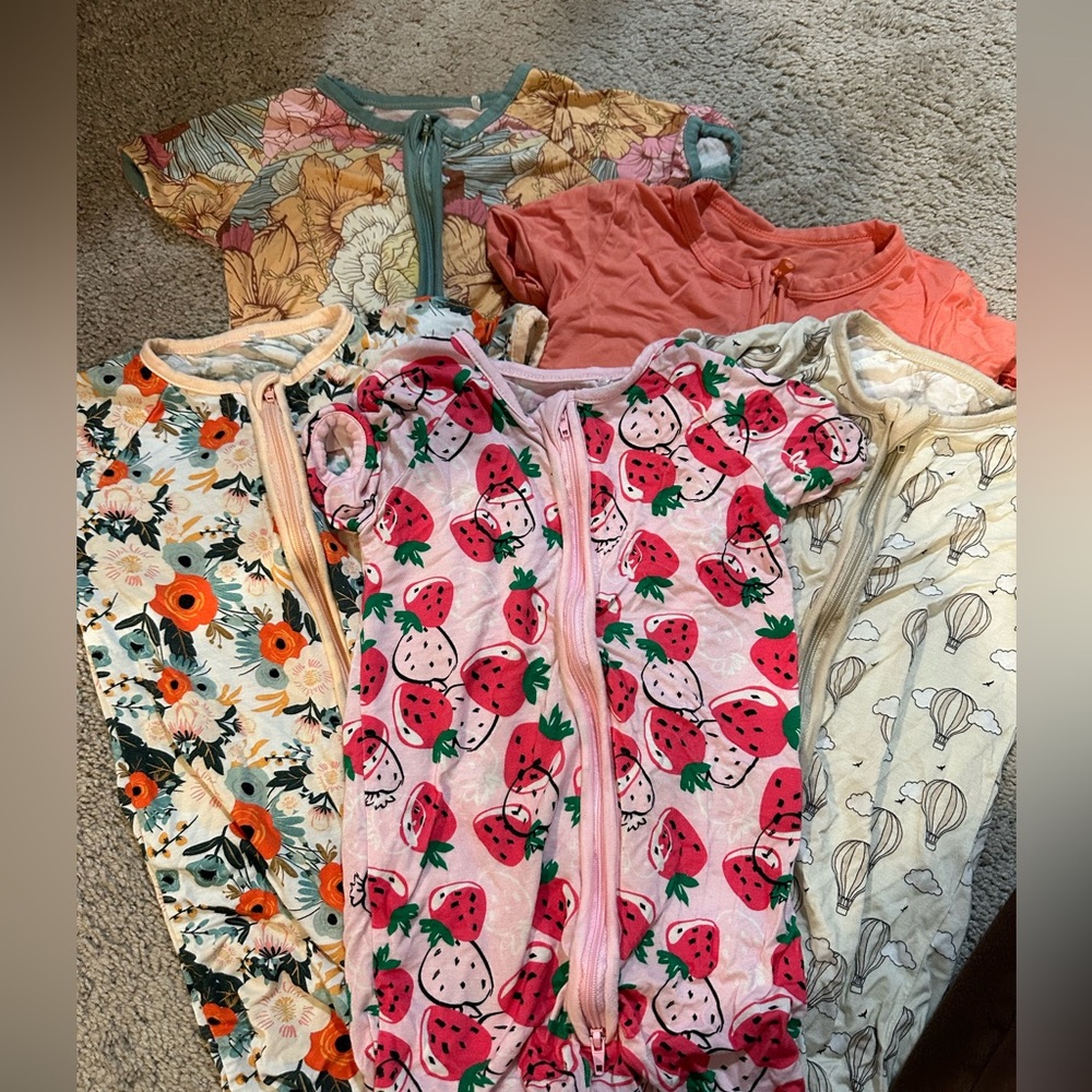 Set of 5 Bamboo Rompers, Short Sleeve One Piece